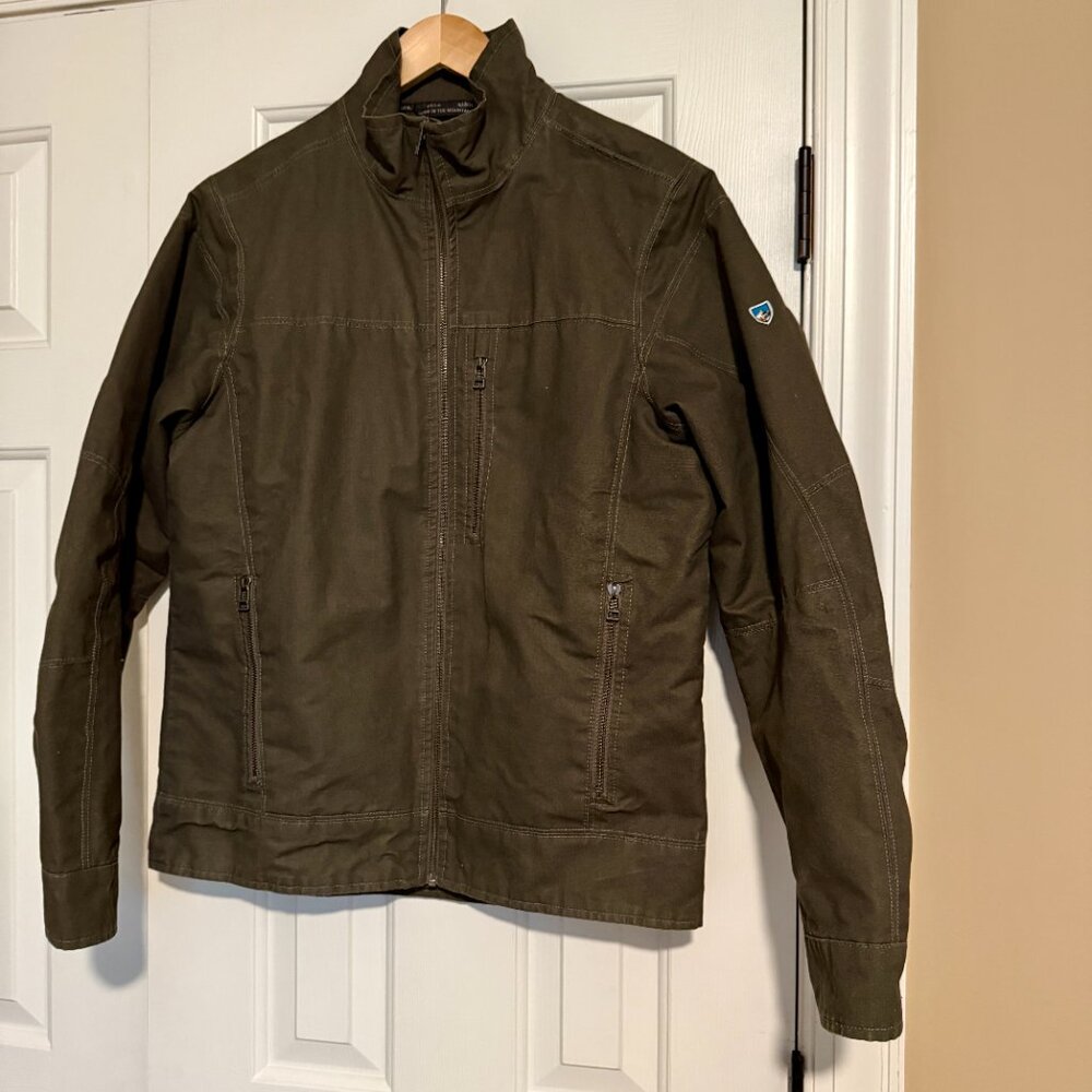 Kuhl Burr Mens Jacket, Size Medium, Gun Metal Combed Canvas Exterior, Style 1052